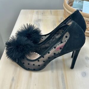 Betsey Johnson Sheer Black Polka Dot heels